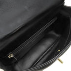 Chanel 2-Way Bag Quilted 24 Top Handle Leather Black Gold Handbag — view 8
