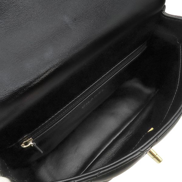 Chanel 2-Way Bag Quilted 24 Top Handle Leather Black Gold Handbag — view 8