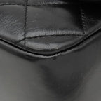 Chanel 2-Way Bag Quilted 24 Top Handle Leather Black Gold Handbag — view 4