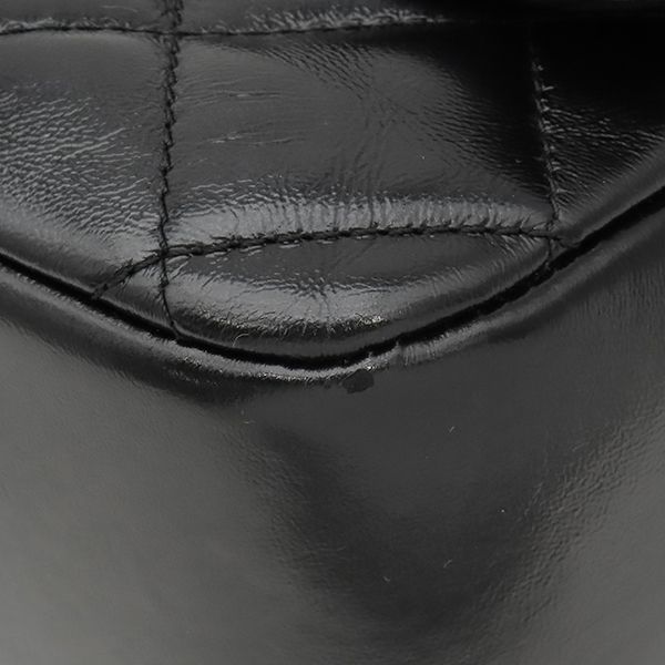 Chanel 2-Way Bag Quilted 24 Top Handle Leather Black Gold Handbag — view 4