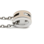 Hermes Necklace Pop H Mini Pendant Metal Lacquer Brown Glace Silver H Motif — view 4