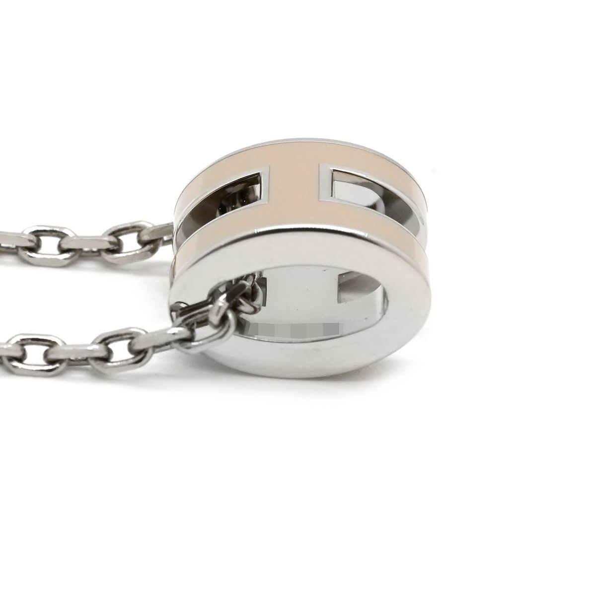 Hermes Necklace Pop H Mini Pendant Metal Lacquer Brown Glace Silver H Motif — view 4