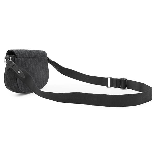 Dior Shoulder Bag Saddle Messenger Fabric Calfskin Black Silver Oblique Jacquard — view 2