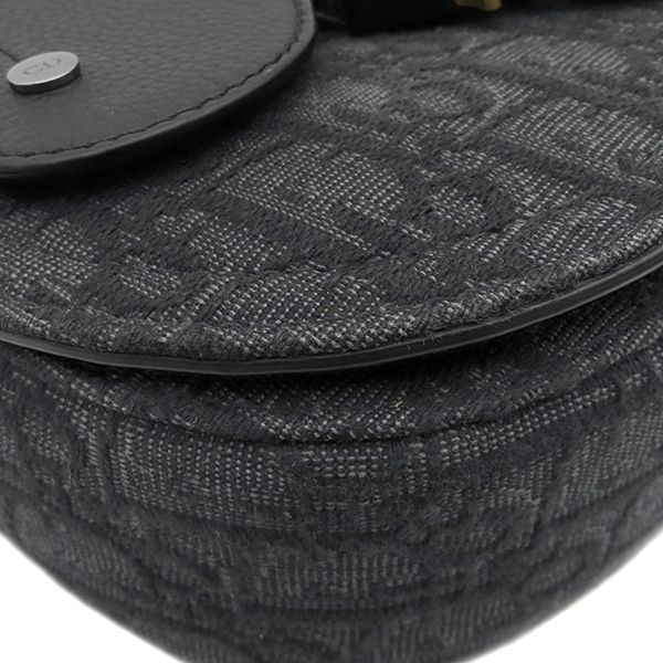 Dior Shoulder Bag Saddle Messenger Fabric Calfskin Black Silver Oblique Jacquard — view 4