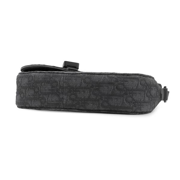 Dior Shoulder Bag Saddle Messenger Fabric Calfskin Black Silver Oblique Jacquard — view 3
