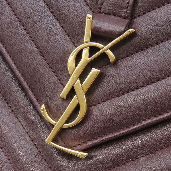 Saint Laurent 2-Way Bag Carre Leather Bordeaux Gold YSL Cassandra Handbag — view 6