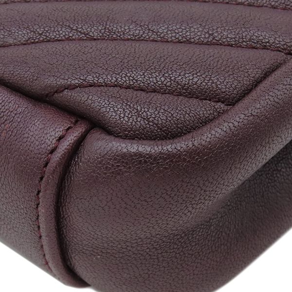 Saint Laurent 2-Way Bag Carre Leather Bordeaux Gold YSL Cassandra Handbag — view 4