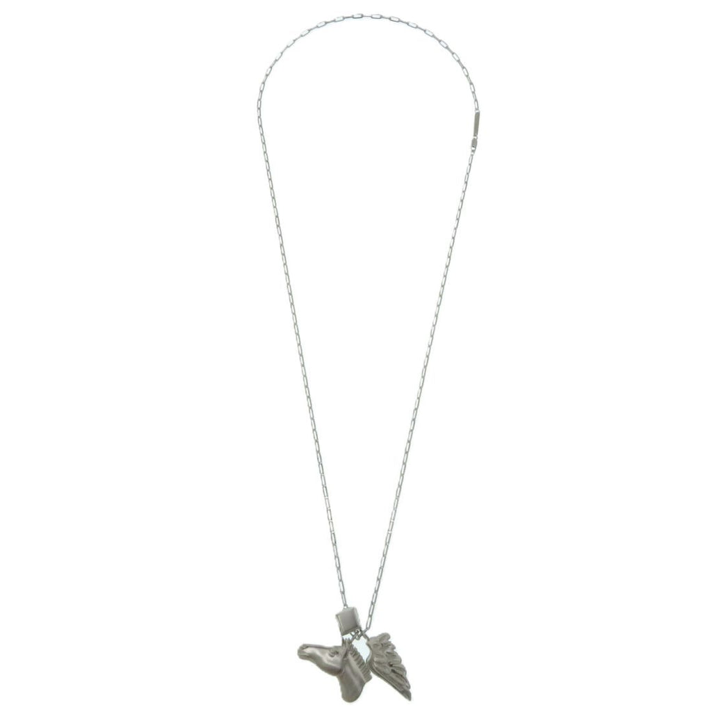 Hermes Talisman Pegasus Pendant Silver Necklace Stainless Steel — view 2