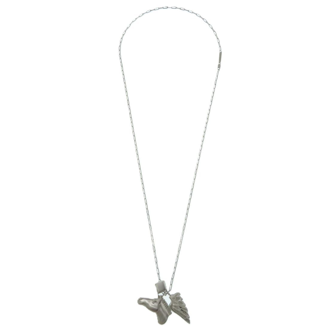Hermes Talisman Pegasus Pendant Silver Necklace Stainless Steel — view 2