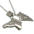 Hermes Talisman Pegasus Pendant Silver Necklace Stainless Steel