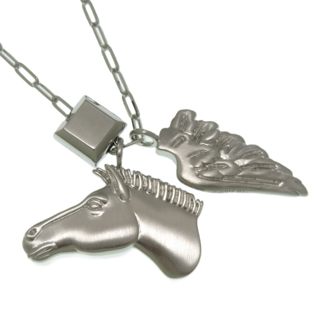 Hermes Talisman Pegasus Pendant Silver Necklace Stainless Steel