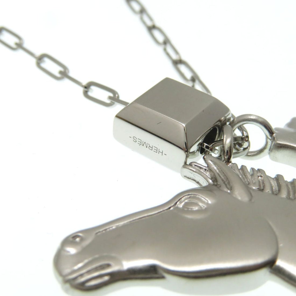 Hermes Talisman Pegasus Pendant Silver Necklace Stainless Steel — view 6