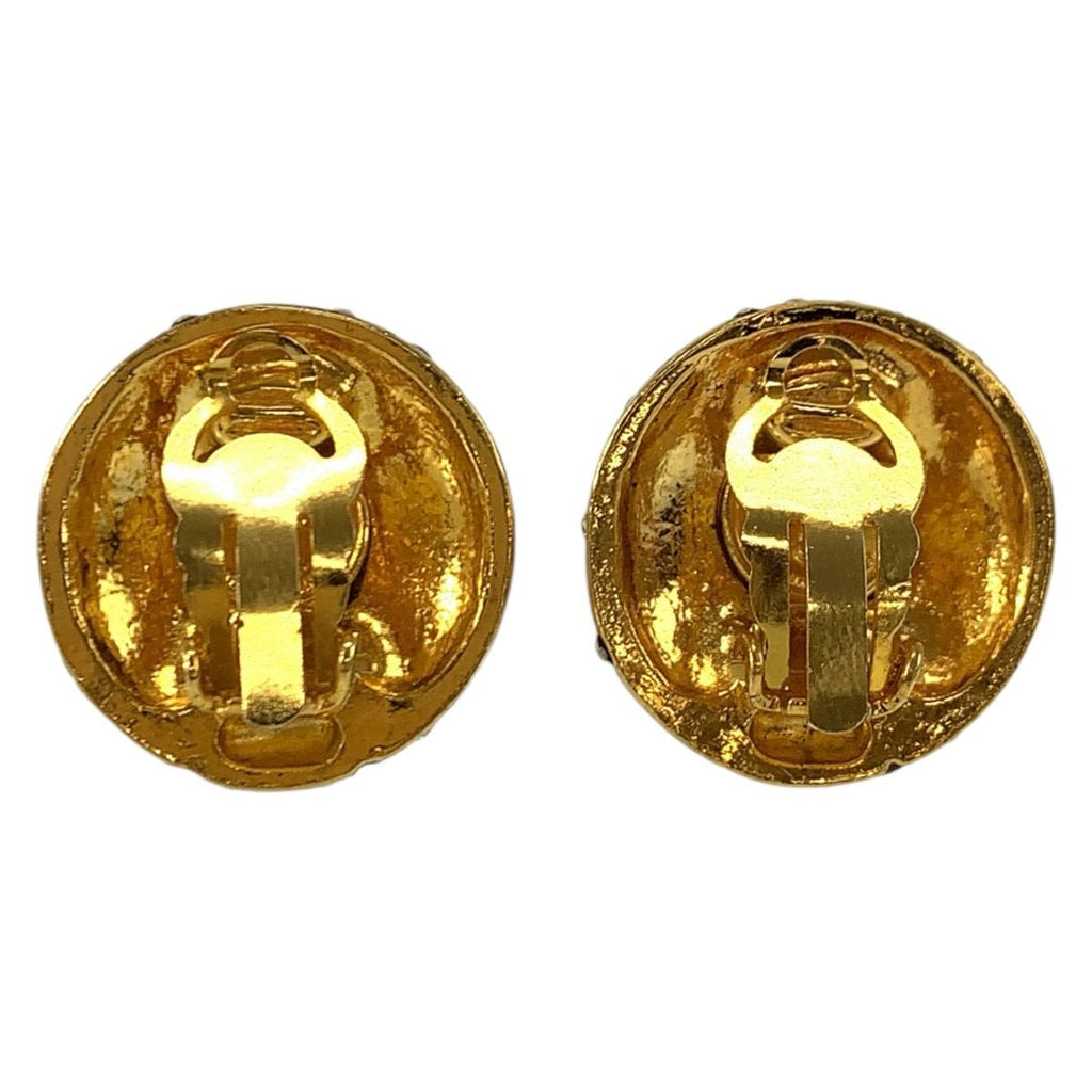 Chanel Vintage Logo Gold Plated Rhinestone Earrings — view 2