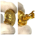 Chanel Vintage Logo Gold Plated Rhinestone Earrings — view 5