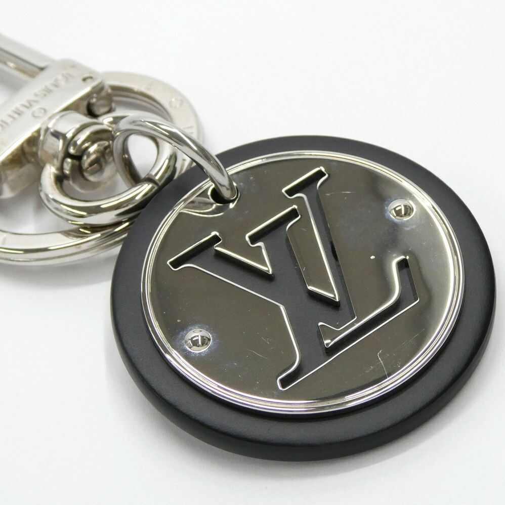 Louis Vuitton Key Ring LV Circle Key Holder Silver Black Metal Bag Charm — view 4