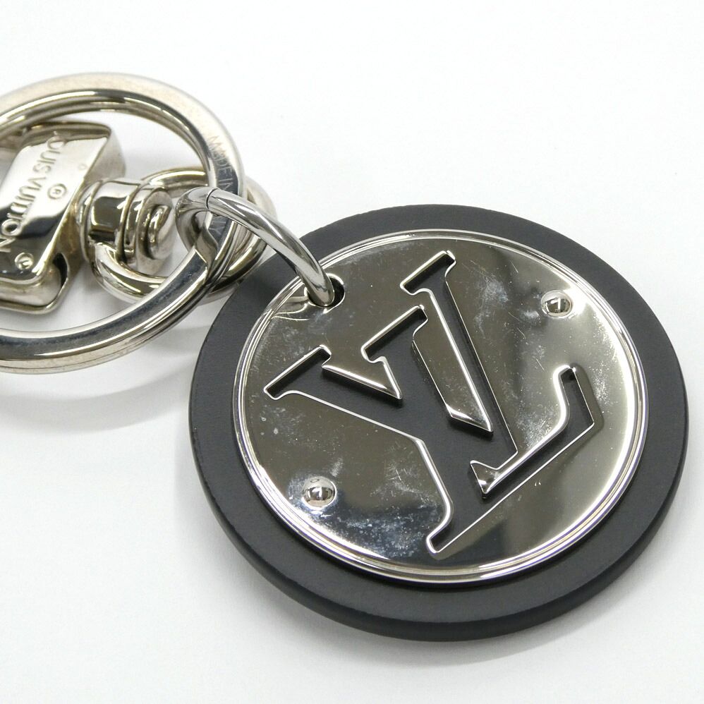 Louis Vuitton Key Ring LV Circle Key Holder Silver Black Metal Bag Charm — view 3