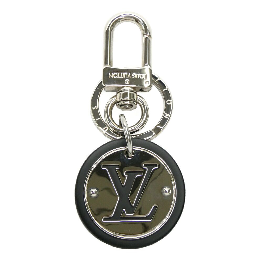 Louis Vuitton Key Ring LV Circle Key Holder Silver Black Metal Bag Charm
