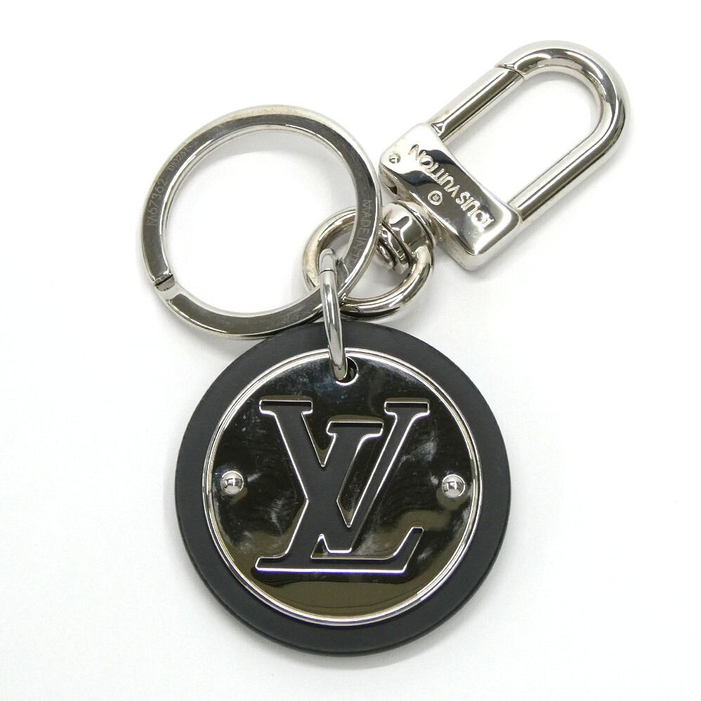 Louis Vuitton Key Ring LV Circle Key Holder Silver Black Metal Bag Charm — view 2