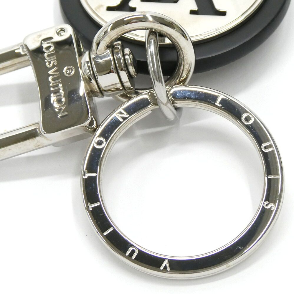 Louis Vuitton Key Ring LV Circle Key Holder Silver Black Metal Bag Charm — view 6