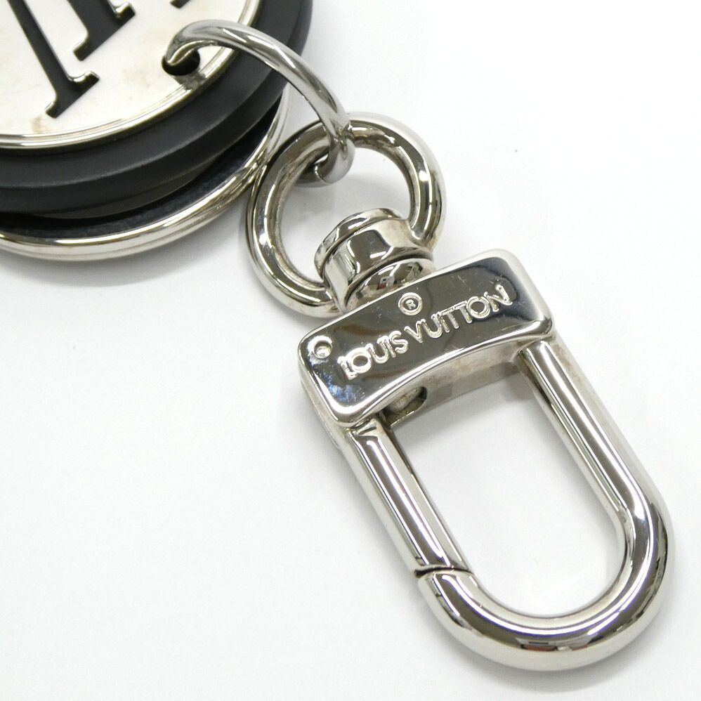 Louis Vuitton Key Ring LV Circle Key Holder Silver Black Metal Bag Charm — view 5