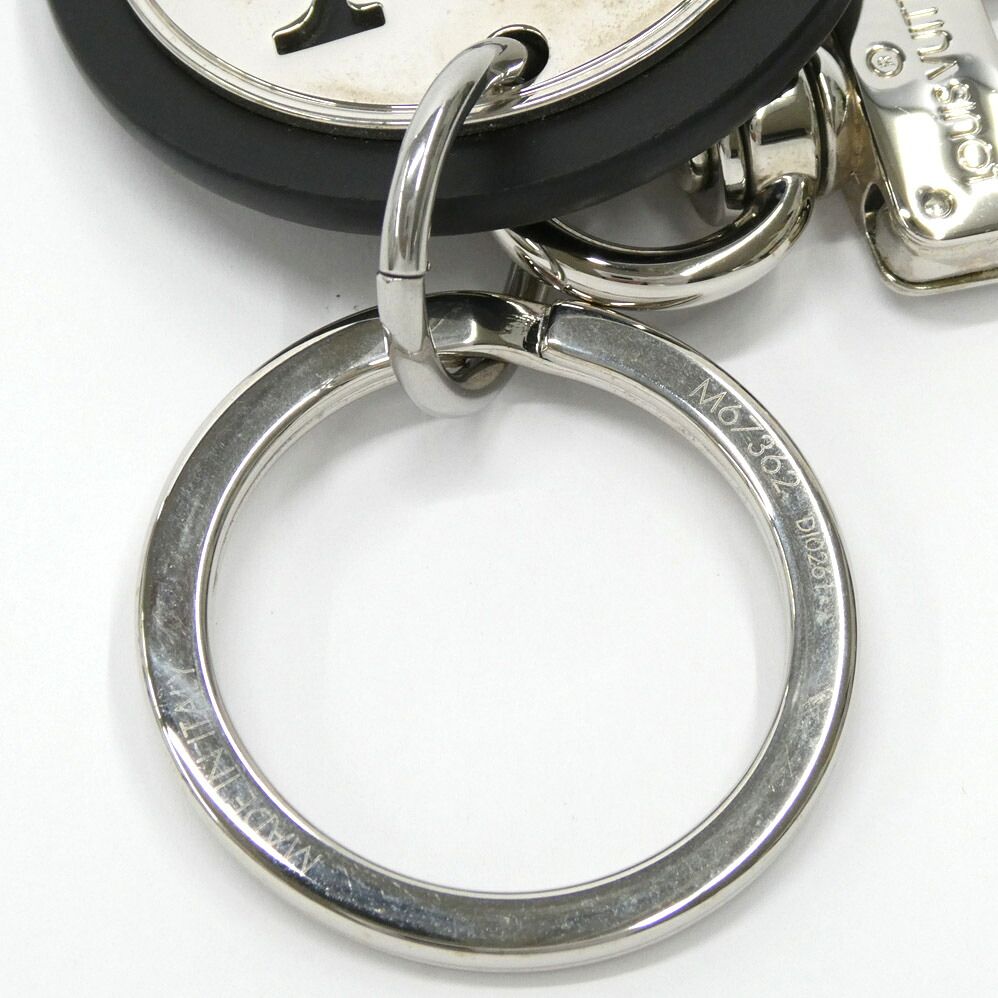 Louis Vuitton Key Ring LV Circle Key Holder Silver Black Metal Bag Charm — view 7