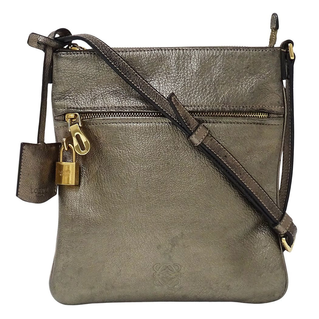 Loewe Shoulder Bag Leather Bronze Metallic Gray