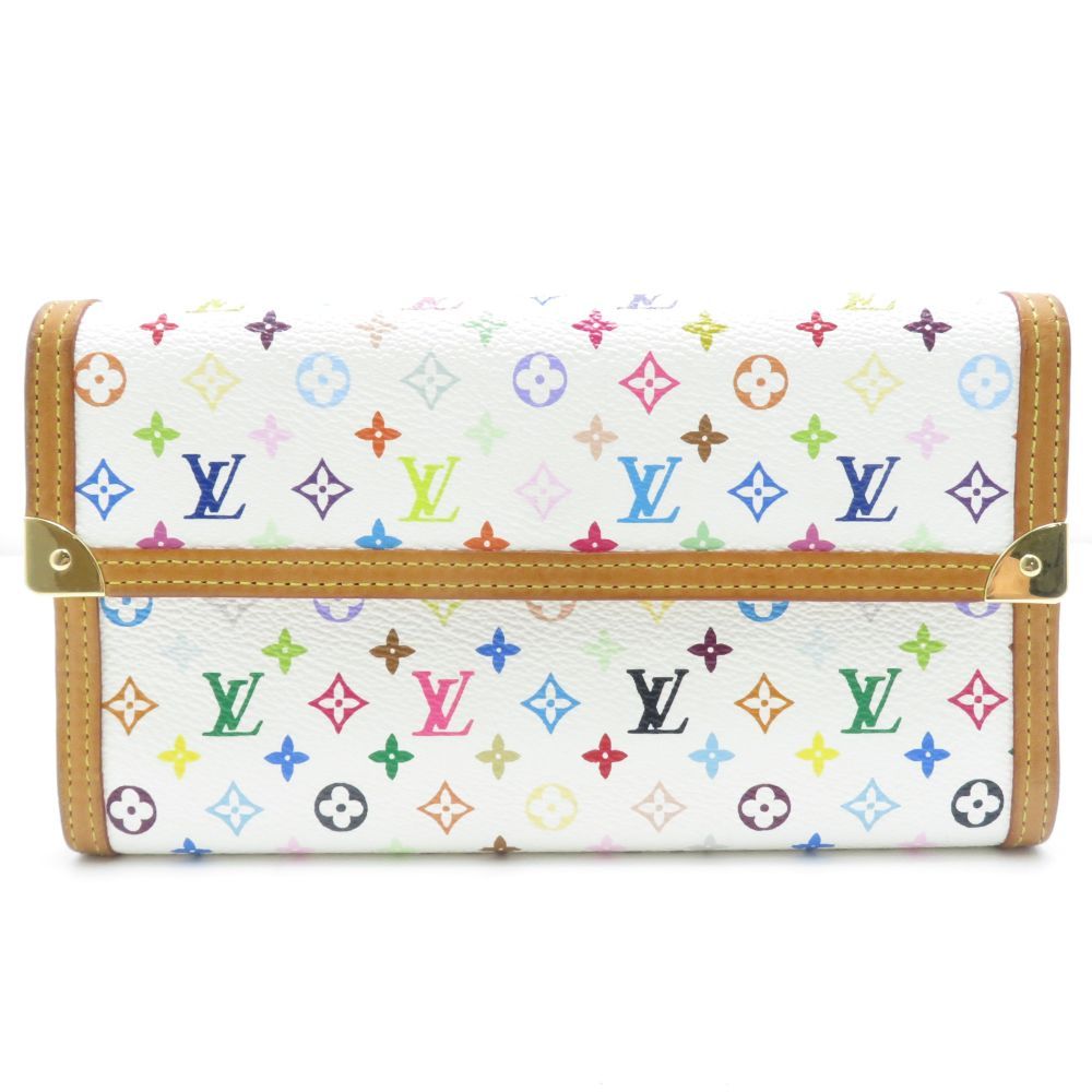 Louis Vuitton Porte Tresor International Multicolor Blanc Trifold Wallet