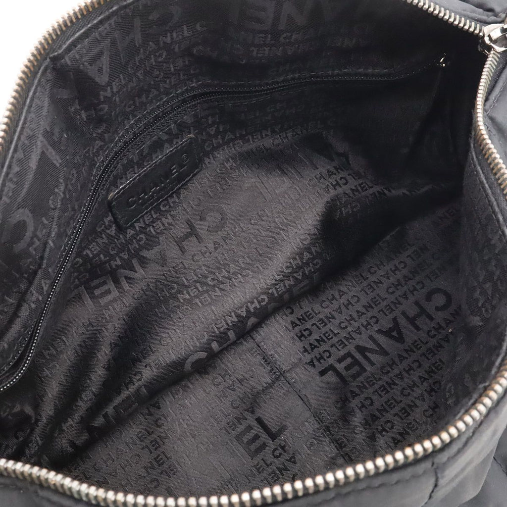 Chanel Choco Bar Mini Boston Bag Nylon Lambskin Black Silver — view 6