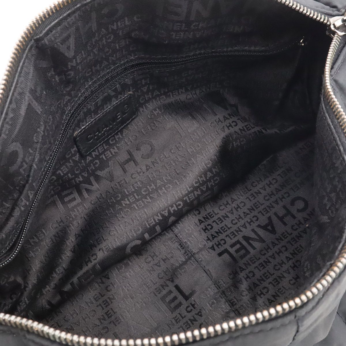 Chanel Choco Bar Mini Boston Bag Nylon Lambskin Black Silver — view 6
