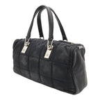 Chanel Choco Bar Mini Boston Bag Nylon Lambskin Black Silver — view 2
