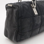 Chanel Choco Bar Mini Boston Bag Nylon Lambskin Black Silver — view 7