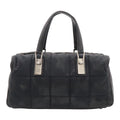 Chanel Choco Bar Mini Boston Bag Nylon Lambskin Black Silver