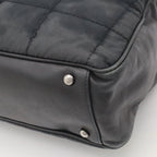 Chanel Choco Bar Mini Boston Bag Nylon Lambskin Black Silver — view 3