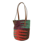 Loewe Sigra Basket Tote Bag Leather Pink Green Tan Brown — view 2