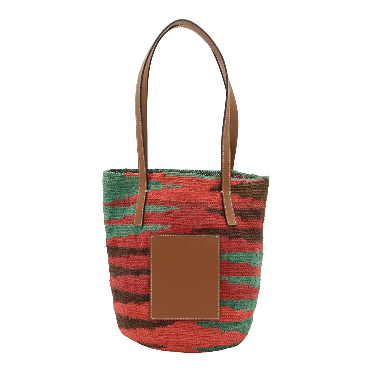 Loewe Sigra Basket Tote Bag Leather Pink Green Tan Brown