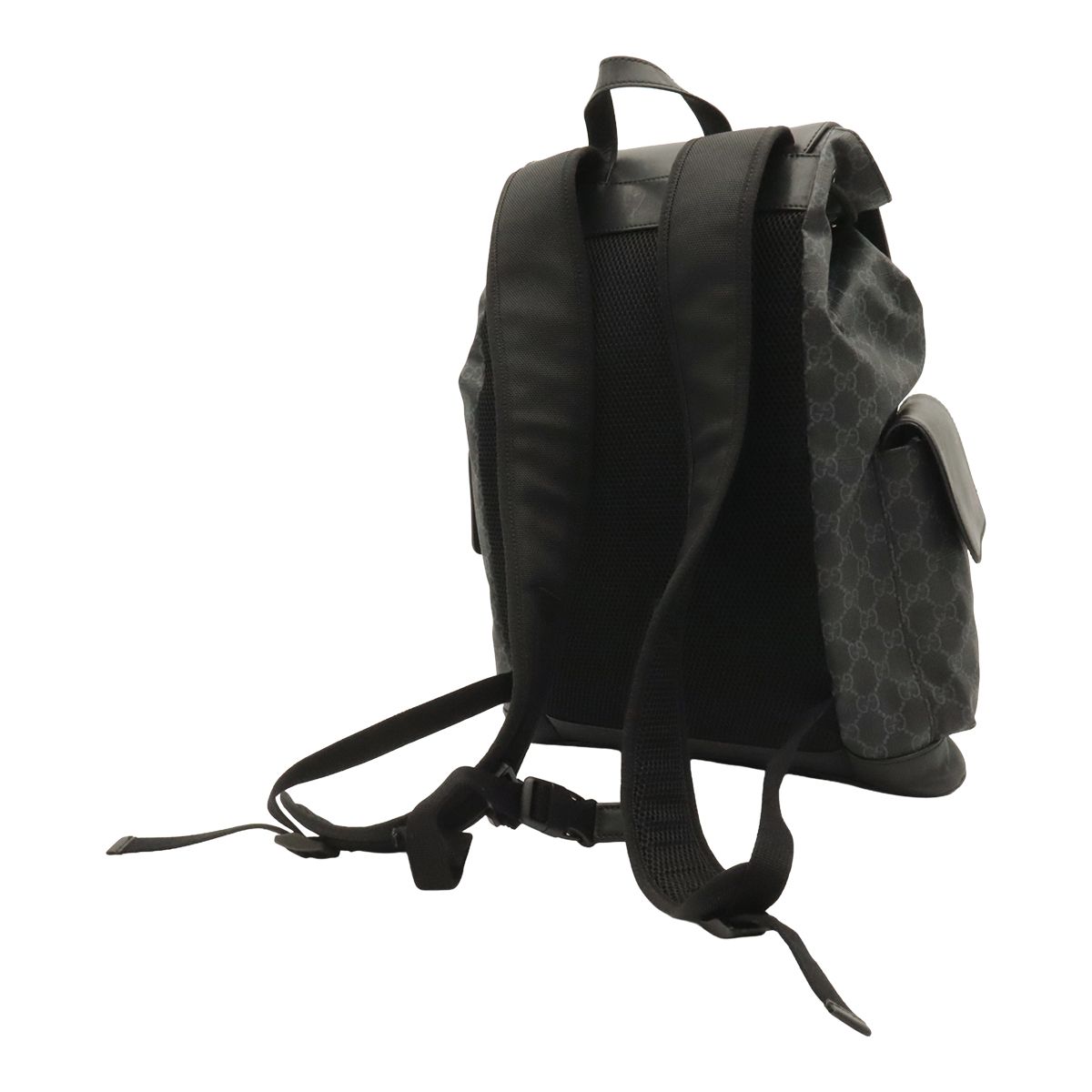 Gucci Soft GG Supreme Sherry Line Backpack Leather Black Gray — view 2