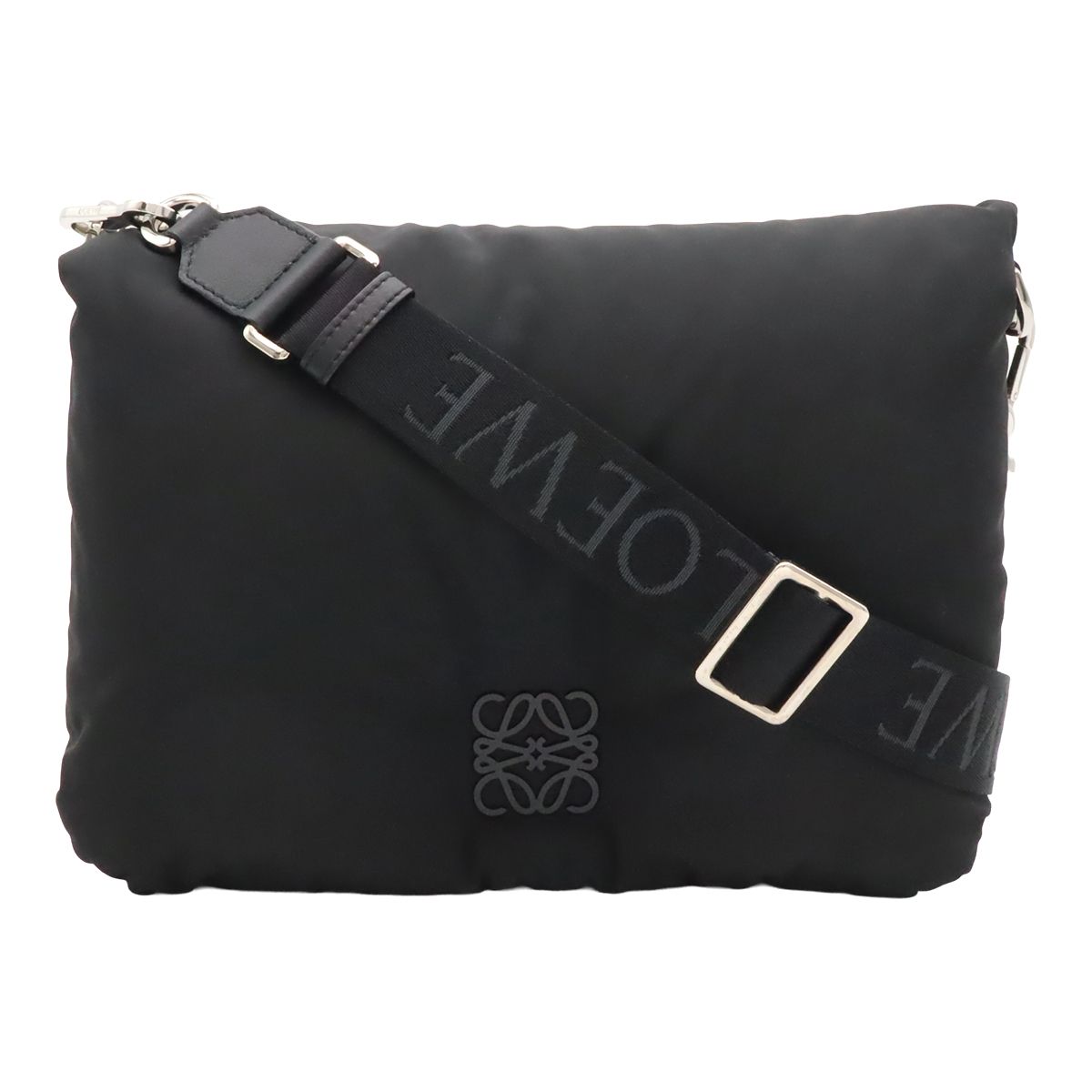 Loewe Anagram Puffer Goya Shoulder Bag Nylon Black Orange Silver