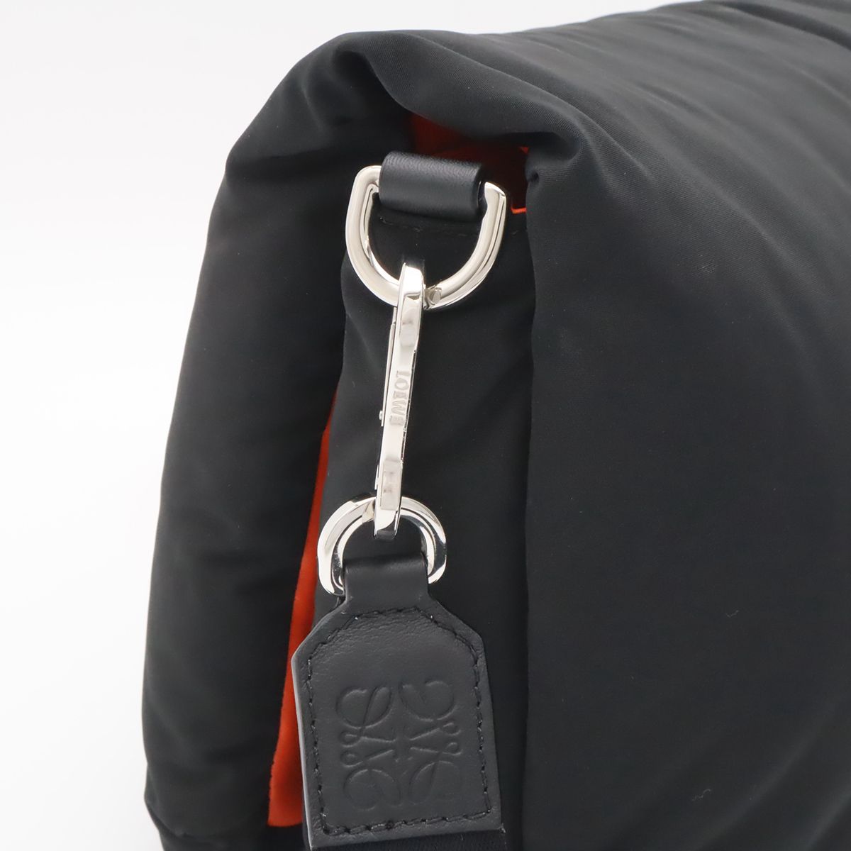Loewe Anagram Puffer Goya Shoulder Bag Nylon Black Orange Silver — view 4