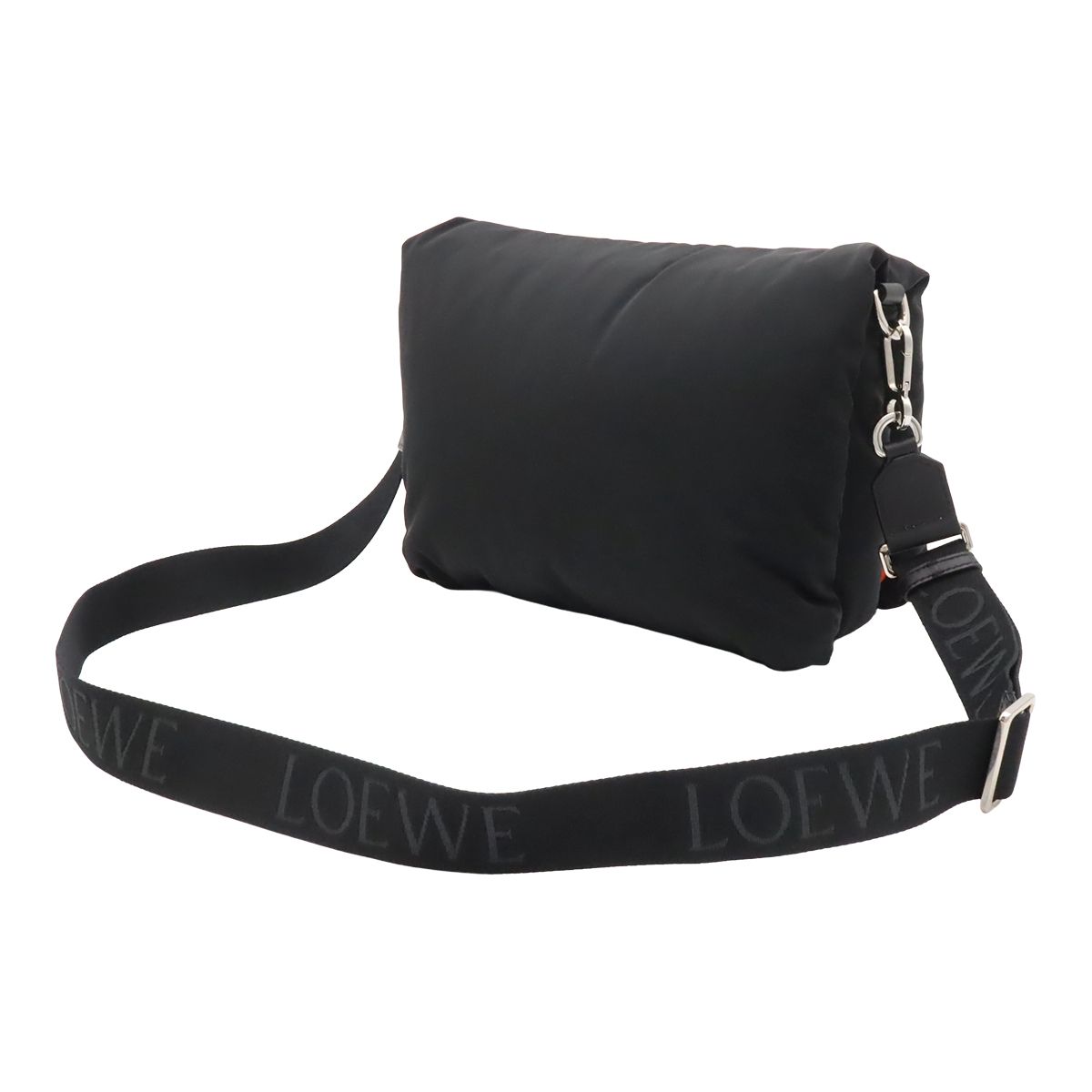 Loewe Anagram Puffer Goya Shoulder Bag Nylon Black Orange Silver — view 2