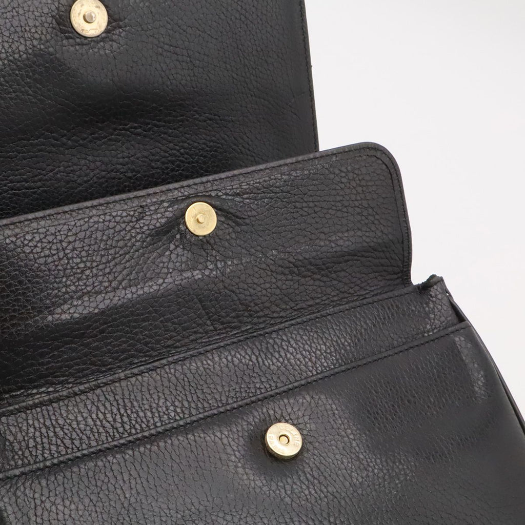 Celine Macadam Triomphe Logo Chain Shoulder Bag Pochette Vintage Leather Black — view 6