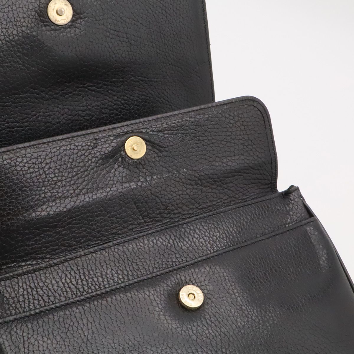Celine Macadam Triomphe Logo Chain Shoulder Bag Pochette Vintage Leather Black — view 6