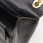 Celine Macadam Triomphe Logo Chain Shoulder Bag Pochette Vintage Leather Black — view 7