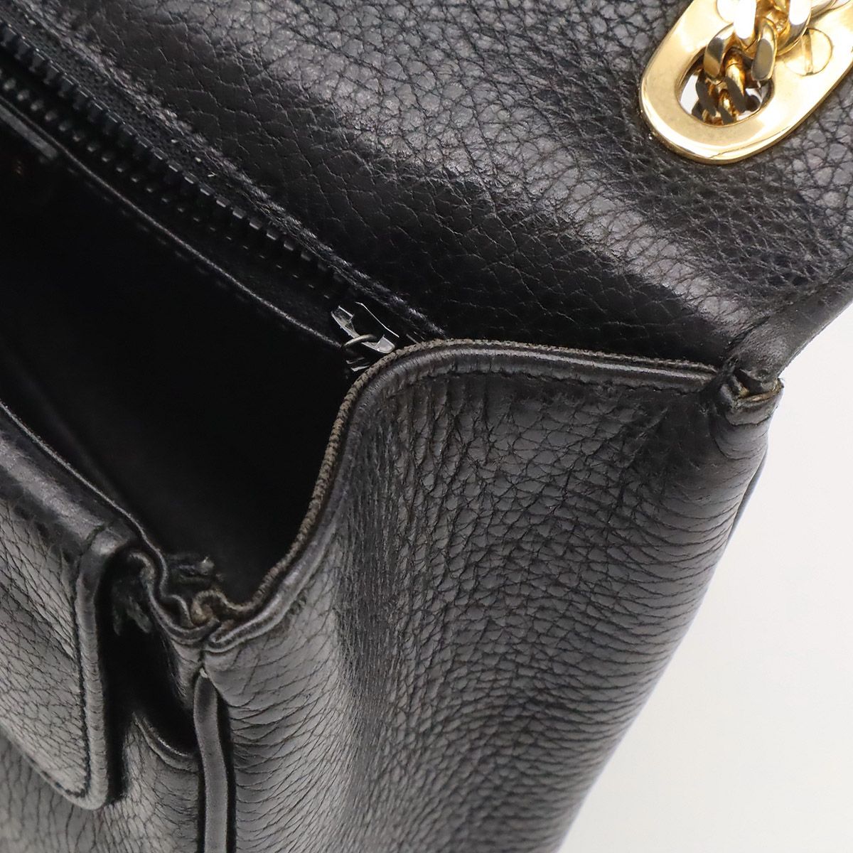 Celine Macadam Triomphe Logo Chain Shoulder Bag Pochette Vintage Leather Black — view 7