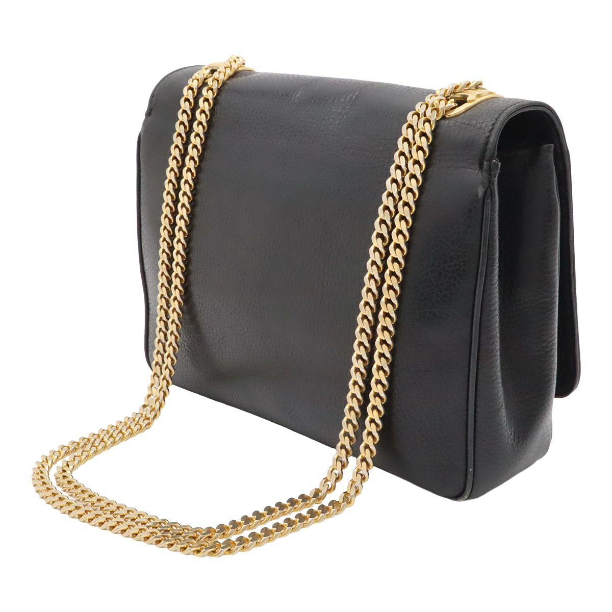 Celine Macadam Triomphe Logo Chain Shoulder Bag Pochette Vintage Leather Black — view 2