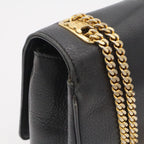 Celine Macadam Triomphe Logo Chain Shoulder Bag Pochette Vintage Leather Black — view 4