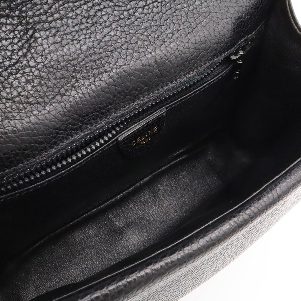 Celine Macadam Triomphe Logo Chain Shoulder Bag Pochette Vintage Leather Black — view 8