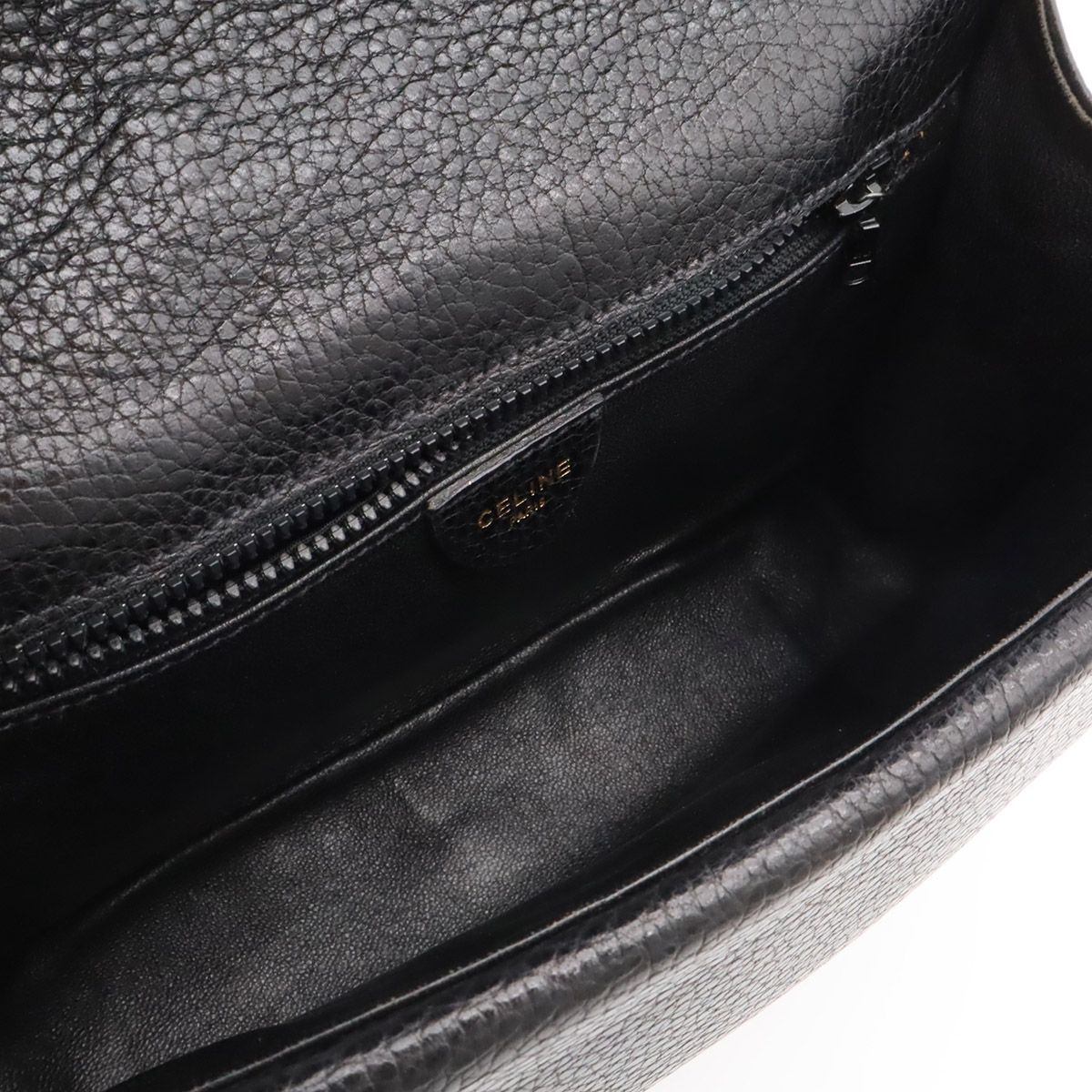 Celine Macadam Triomphe Logo Chain Shoulder Bag Pochette Vintage Leather Black — view 8
