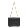 Celine Macadam Triomphe Logo Chain Shoulder Bag Pochette Vintage Leather Black