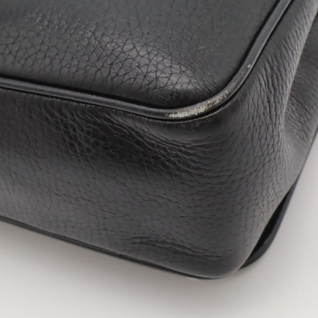 Celine Macadam Triomphe Logo Chain Shoulder Bag Pochette Vintage Leather Black — view 3
