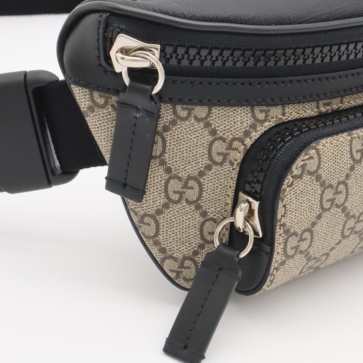 Gucci Soft GG Supreme Web Stripe Belt Bag Leather Khaki Beige Mocha Blanc — view 7